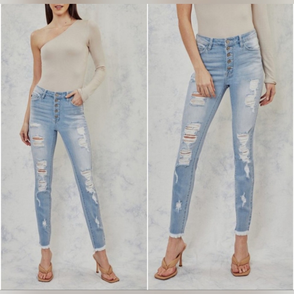 KanCan Blue Skinny Distressed Denim Jeans NWT Size 9/28 Casual Streetwear